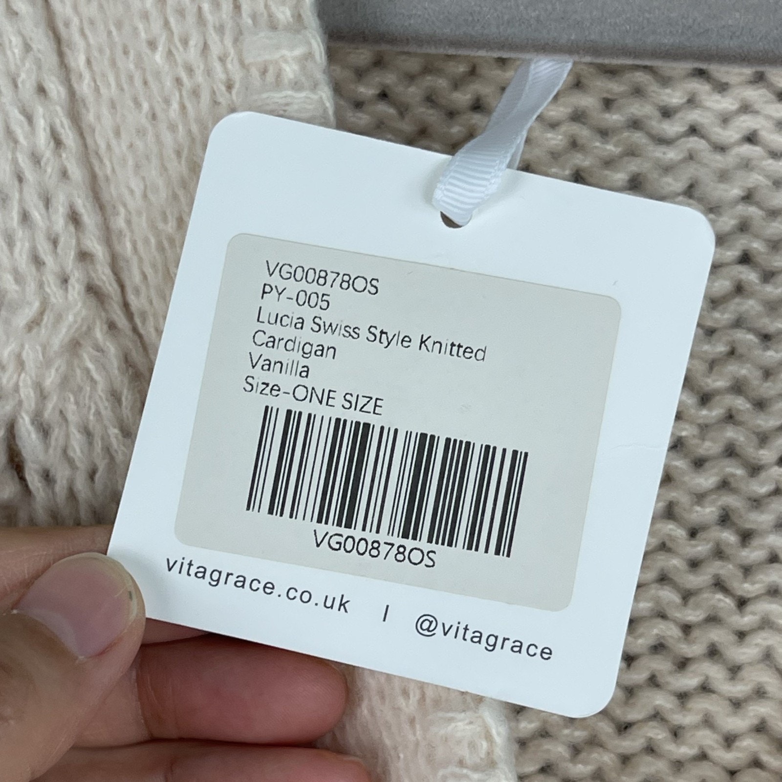 Vita Grace Lucia Cardigan Sweater Womens One Size Beige Swiss Chunky Knit Nwt — image 5 of 8